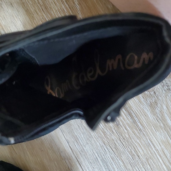 Sam Edelman leather suede black chunky laced heels - Picture 8 of 11